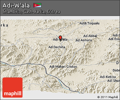 Shaded Relief Panoramic Map of Adi-W'ala