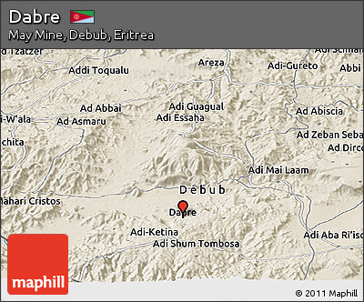 Shaded Relief Panoramic Map of Dabre