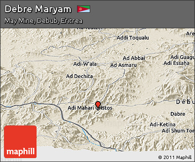 Shaded Relief Panoramic Map of Debre Maryam