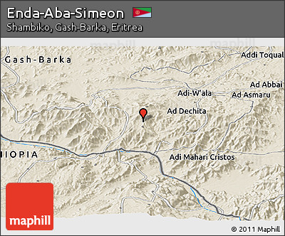 Shaded Relief Panoramic Map of Enda-Aba-Simeon