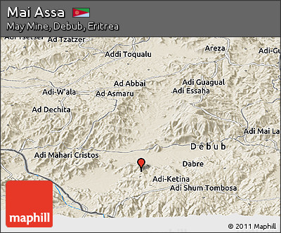 Shaded Relief Panoramic Map of Mai Assa
