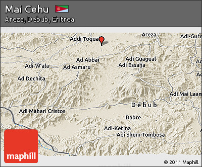 Shaded Relief Panoramic Map of Mai Cehu