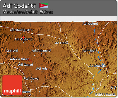 Physical 3D Map of Ādī Goda'itī