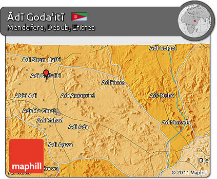 Political 3D Map of Ādī Goda'itī