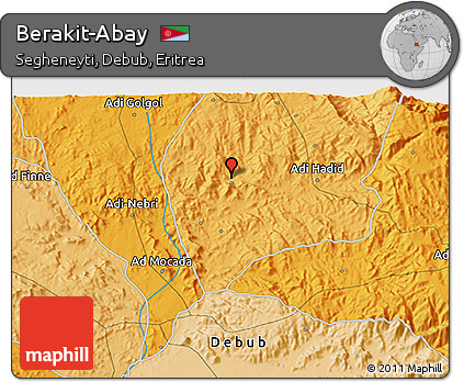 Political 3D Map of Berakit-Abay