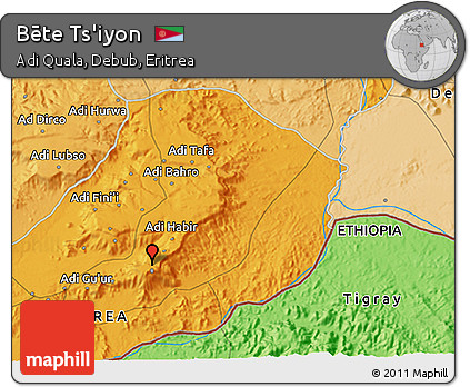 Political 3D Map of Bēte Ts'iyon