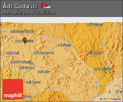 Political 3D Map of Ādī Goda'itī