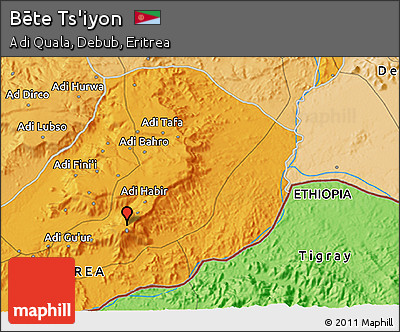 Political 3D Map of Bēte Ts'iyon