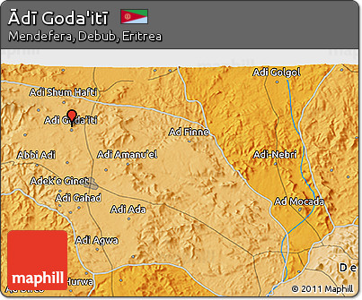 Political 3D Map of Ādī Goda'itī