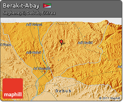 Political 3D Map of Berakit-Abay