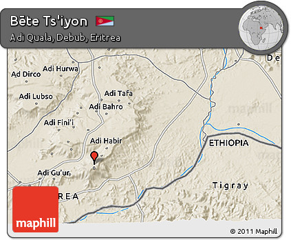 Shaded Relief 3D Map of Bēte Ts'iyon