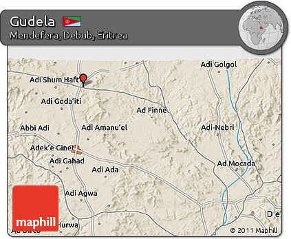 Shaded Relief 3D Map of Gudela