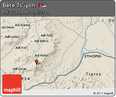 Shaded Relief 3D Map of Bēte Ts'iyon