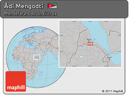 Gray Location Map of Ādī Mengodtī