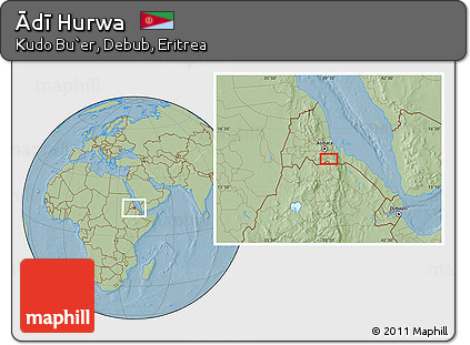 Savanna Style Location Map of Ādī Hurwa, hill shading