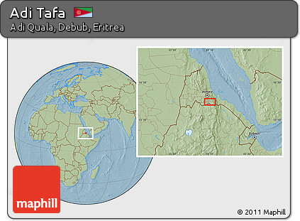 Savanna Style Location Map of Adi Tafa, hill shading