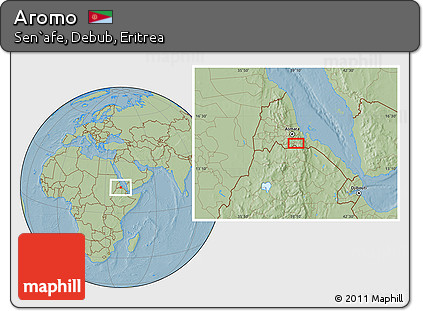 Savanna Style Location Map of Aromo, hill shading