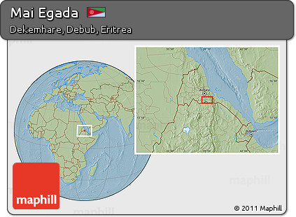 Savanna Style Location Map of Mai Egada, hill shading