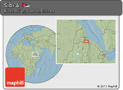 Savanna Style Location Map of Sibi'ā, hill shading