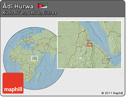 Savanna Style Location Map of Ādī Hurwa, hill shading