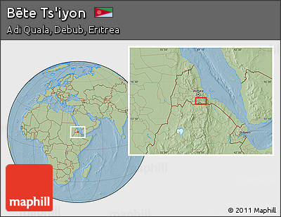 Savanna Style Location Map of Bēte Ts'iyon, hill shading