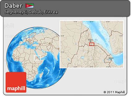 Shaded Relief Location Map of Daber