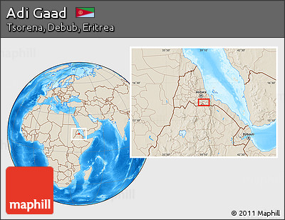 Shaded Relief Location Map of Adi Gaad