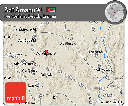 Shaded Relief Map of Ādī Āmanu'ēl