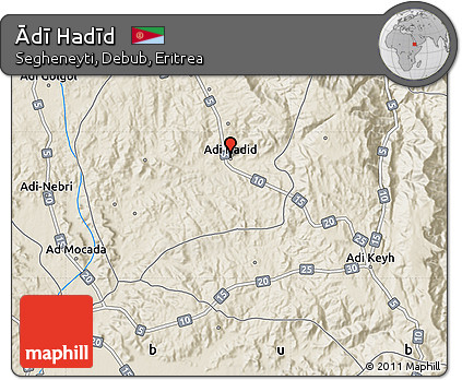 Shaded Relief Map of Ādī Hadīd