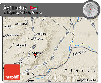 Shaded Relief Map of Ādī Huduk