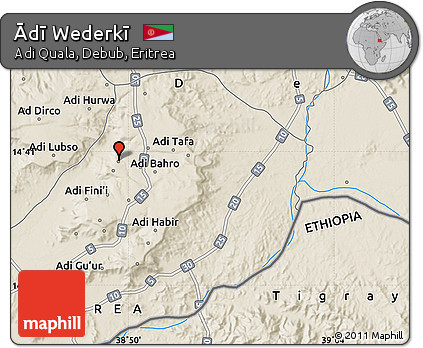 Shaded Relief Map of Ādī Wederkī