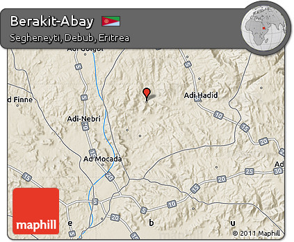 Shaded Relief Map of Berakit-Abay