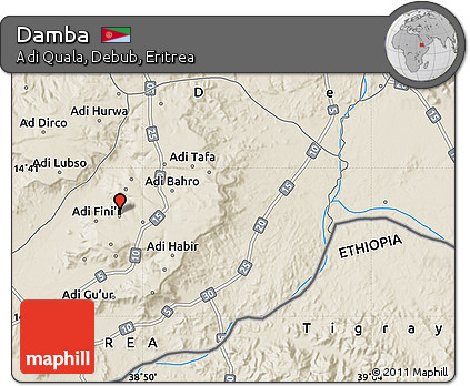 Shaded Relief Map of Damba