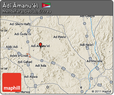 Shaded Relief Map of Ādī Āmanu'ēl