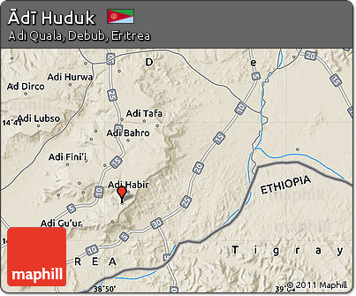 Shaded Relief Map of Ādī Huduk