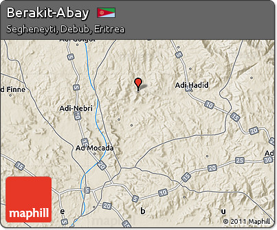 Shaded Relief Map of Berakit-Abay