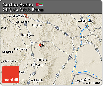 Shaded Relief Map of Gudba-Badm