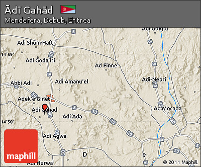 Shaded Relief Map of Ādī Gahād