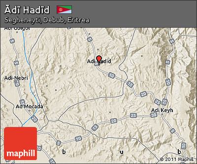 Shaded Relief Map of Ādī Hadīd