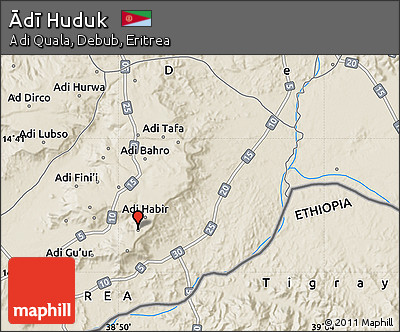 Shaded Relief Map of Ādī Huduk