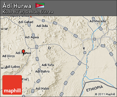 Shaded Relief Map of Ādī Hurwa