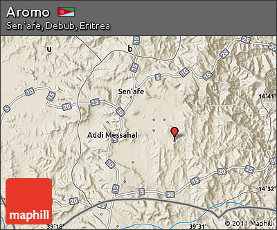 Shaded Relief Map of Aromo