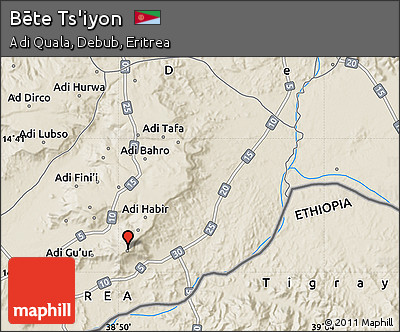 Shaded Relief Map of Bēte Ts'iyon