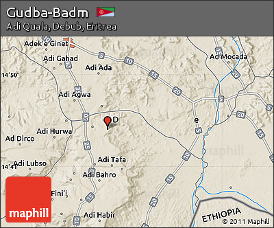 Shaded Relief Map of Gudba-Badm