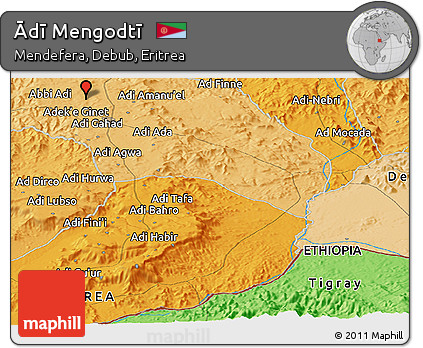Political Panoramic Map of Ādī Mengodtī