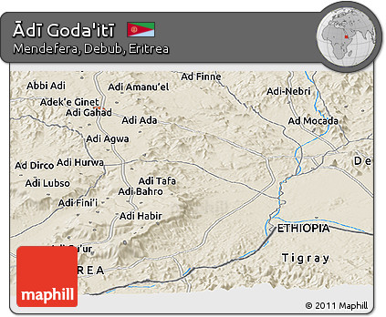 Shaded Relief Panoramic Map of Ādī Goda'itī