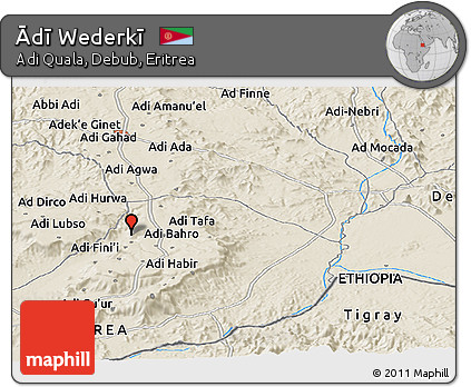 Shaded Relief Panoramic Map of Ādī Wederkī