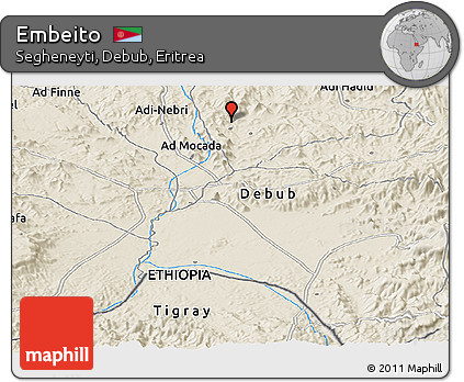 Shaded Relief Panoramic Map of Embeito