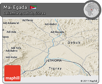 Shaded Relief Panoramic Map of Mai Egada