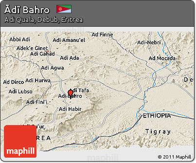 Shaded Relief Panoramic Map of Ādī Bahro